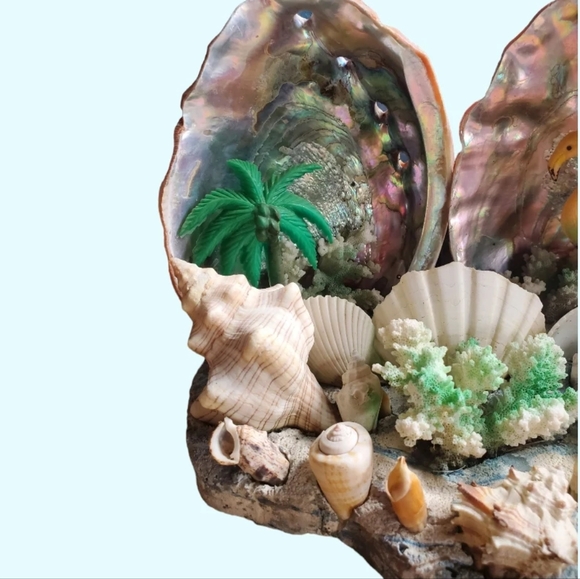 Large vintage seashell diorama / TV lamp - Picture 3 of 7